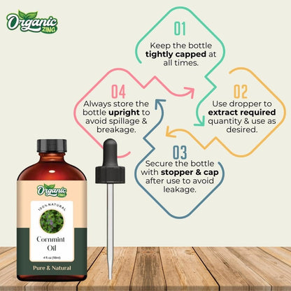 Organic Zing Cornmint (Mentha arvensis) Oil | Pure & Natural Essential Oil for Massage, Aroma & Diffusers