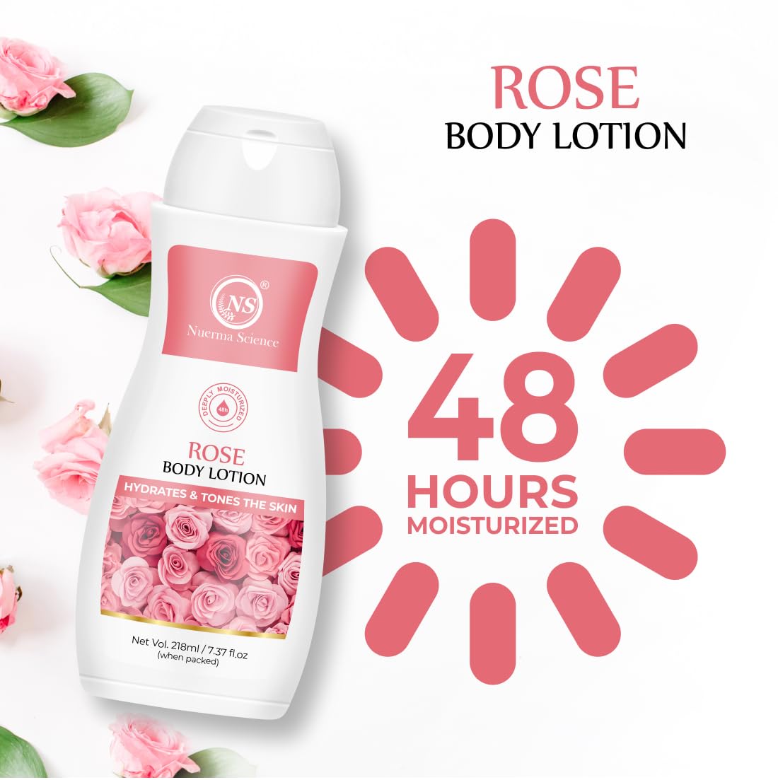 Nuerma Science Rose Body Lotion for Deep Moisturizing, Hydration & Nourishment