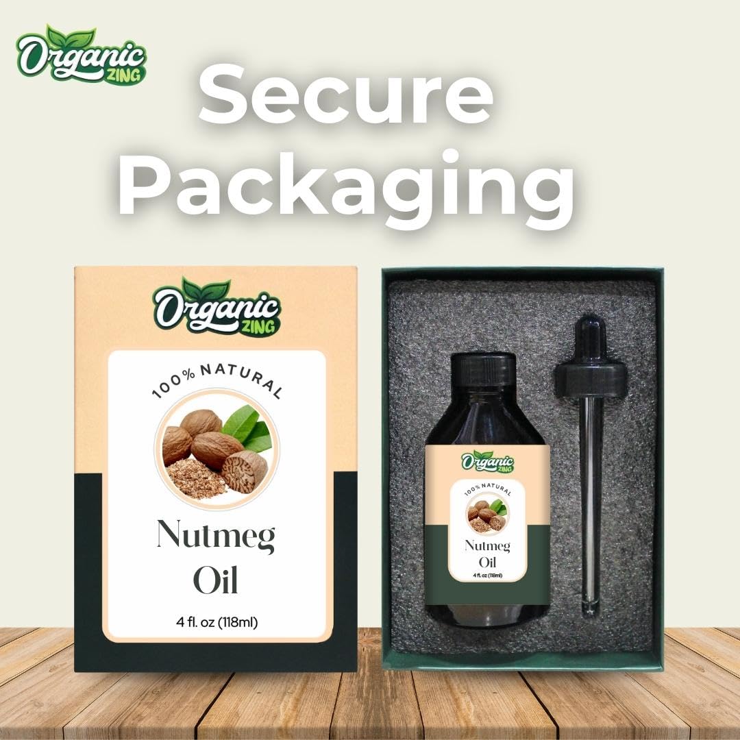 Organic Zing Nutmeg (Myristica Fragrans) Oil | Pure & Natural Essential Oil for Aroma, Diffusers, Skincare & Hair Care