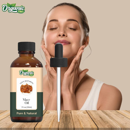 Organic Zing Mace (Myristica Fragrans) Oil | Pure & Natural Essential Oil for Skin Care, Haircare, Aroma & Diffusers