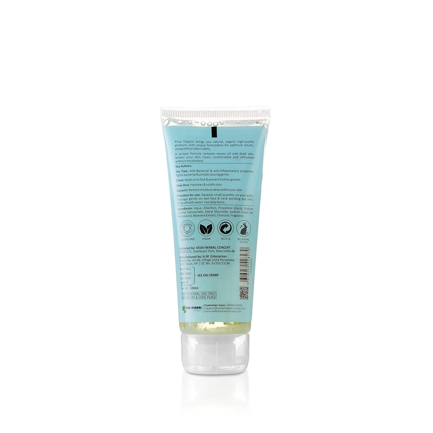 Prisa Organics Tea Tree & Clove, Oil Balancing Face Wash