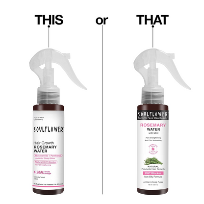 Soulflower Rosemary Water Spray with Mint For Hair growth, Hair fall control, Scalp health, Hair damage protection, Anti frizz