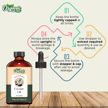 Organic Zing Coconut (Cocos Nucifera) Oil | Pure & Natural Carrier Oil for Skincare, Hair Care and Massage
