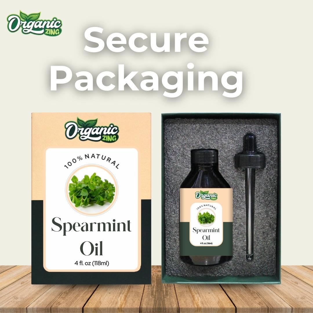Organic Zing Spearmint (Mentha Spicata) Oil | Pure & Natural Essential Oil for Aroma, Diffusers & Haircare