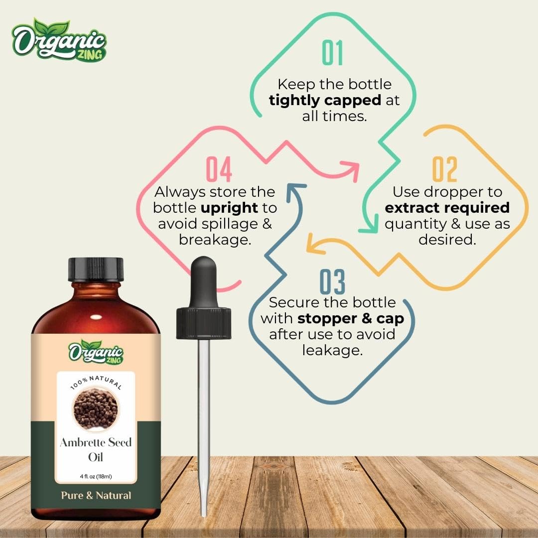 Organic Zing Ambrette Seed (Abelmoschus moschatus) Oil | Pure & Natural Carrier Oil for Skincare, Aroma & Diffusers