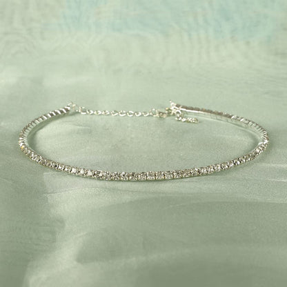 Silver-Toned Alloy Rhinestones Studded Choker - The Pari