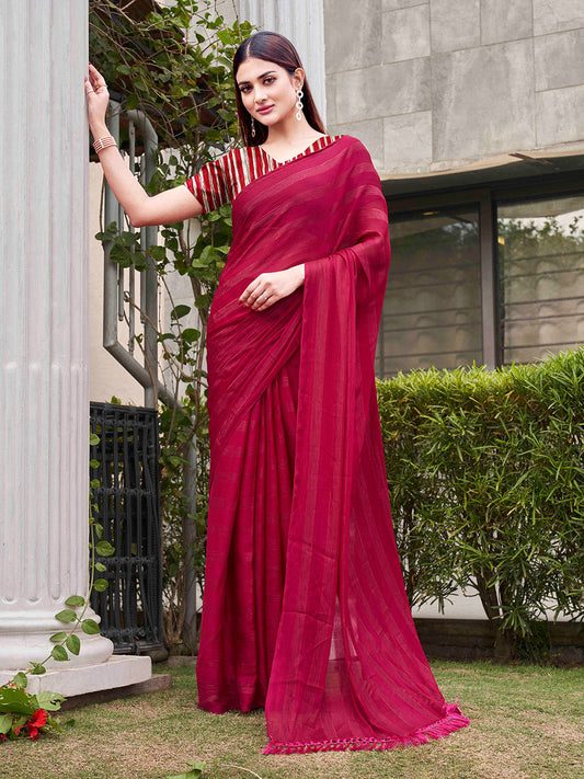Tikhi Imli Striped Satin Ready to Wear Saree