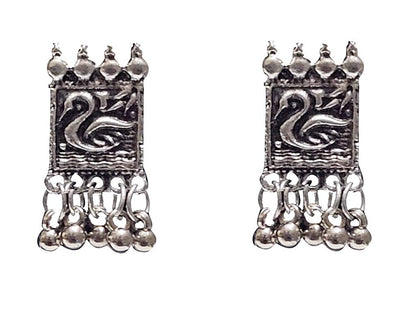Silver-Plated Alloy Oxidised Silver Geometric Necklace - The Pari