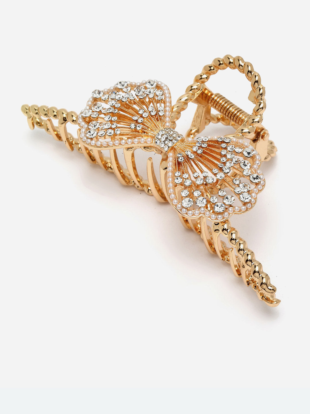 Panash Gold-Toned & White Embellished Claw Clip