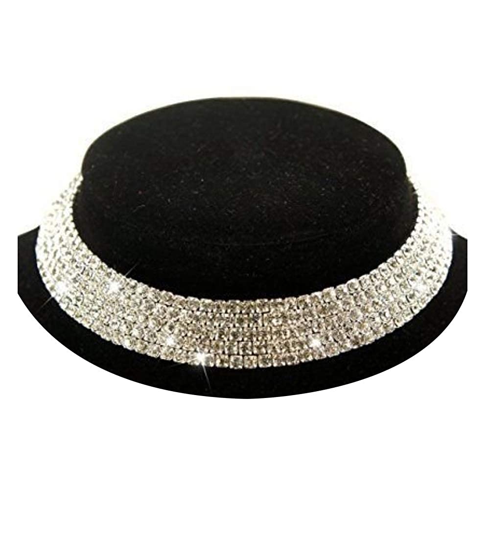 Silver-Toned Alloy Rhinestones Studded Choker Necklace - The Pari