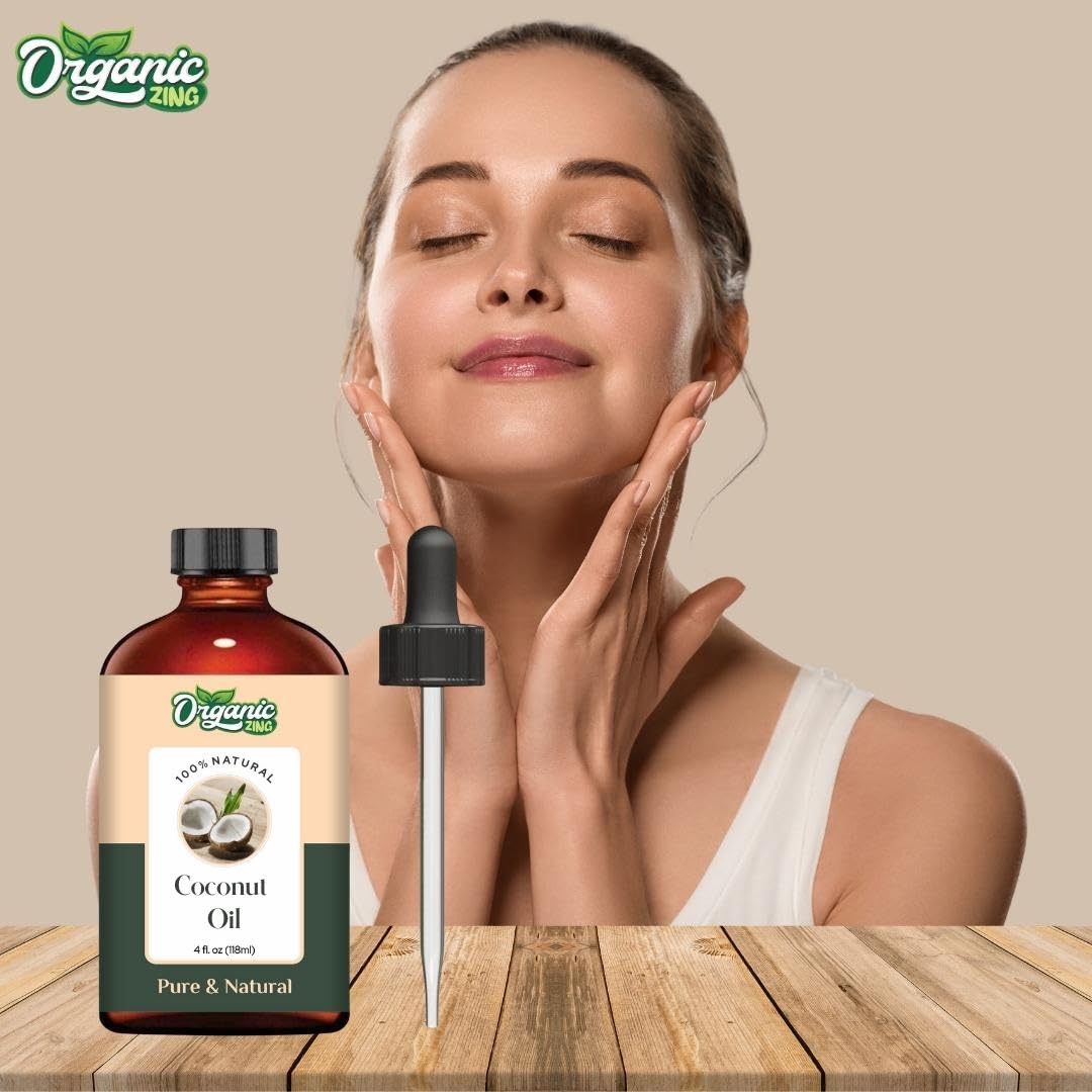 Organic Zing Coconut (Cocos Nucifera) Oil | Pure & Natural Carrier Oil for Skincare, Hair Care and Massage