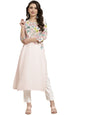 Juniper Women's Pink Floral Printed Rayon Kurta With Sequins & Beads Work