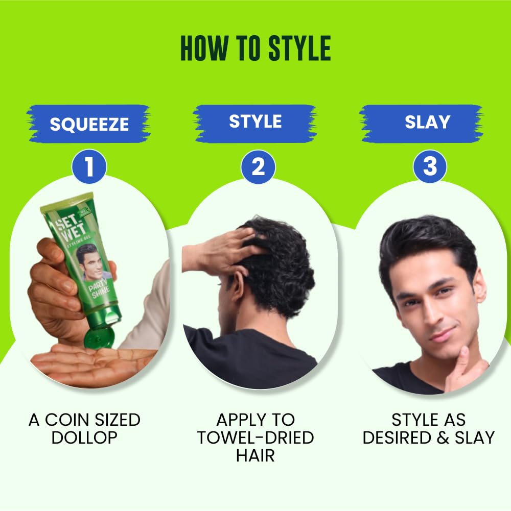Set Wet Hair Gel for Men Vertical Hold Strong Hold High Shine