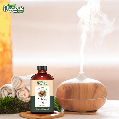 Organic Zing Nutmeg (Myristica Fragrans) Oil | Pure & Natural Essential Oil for Aroma, Diffusers, Skincare & Hair Care