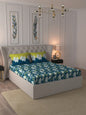 MYTRIDENT Blue White Floral Cotton 144 TC Queen Bedsheet With 2 Pillow Covers