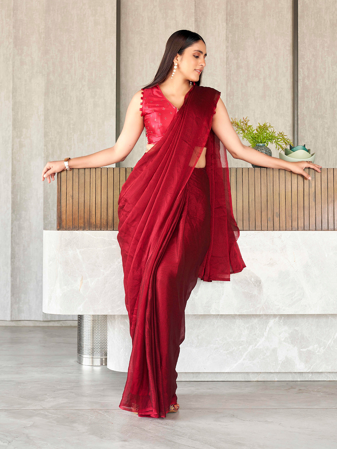 Tikhi Imli Polyester Ready to Wear Saree