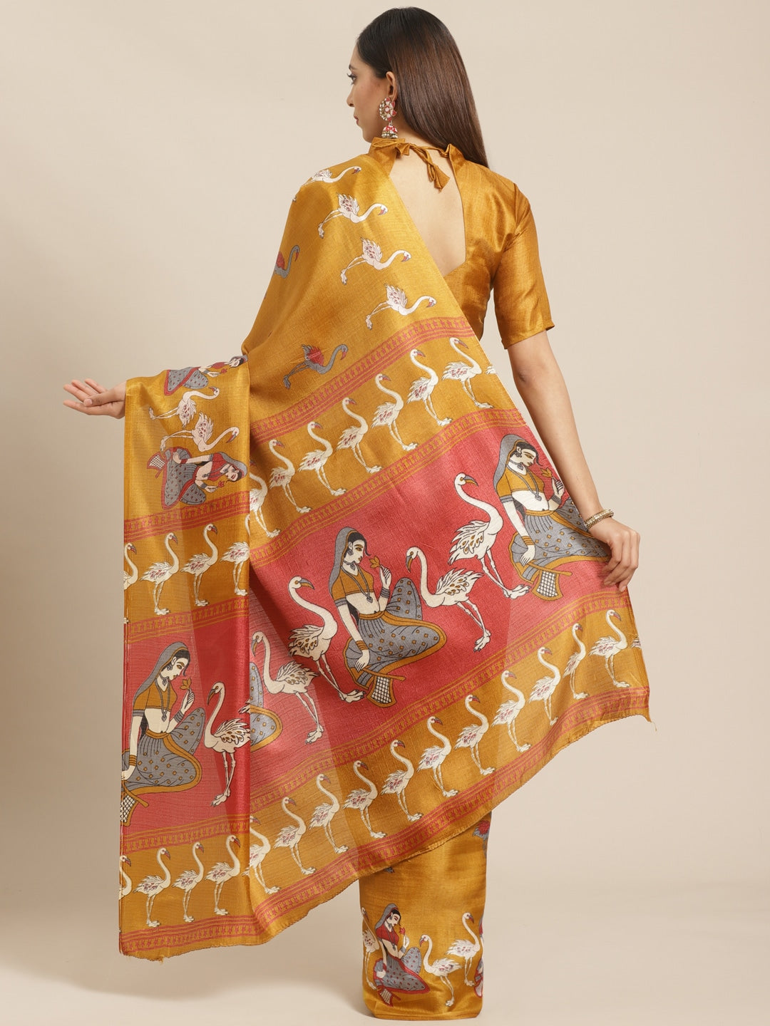 Saree Mall Brown & White Printed Saree