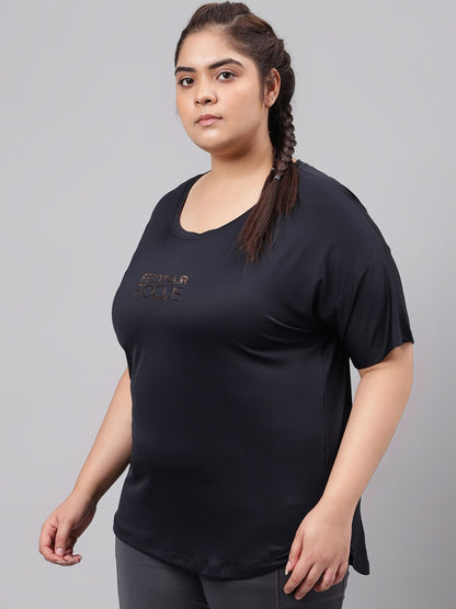 MKH Plus Size Typography Printed Relaxed Fit Dri-FIT T-shirt