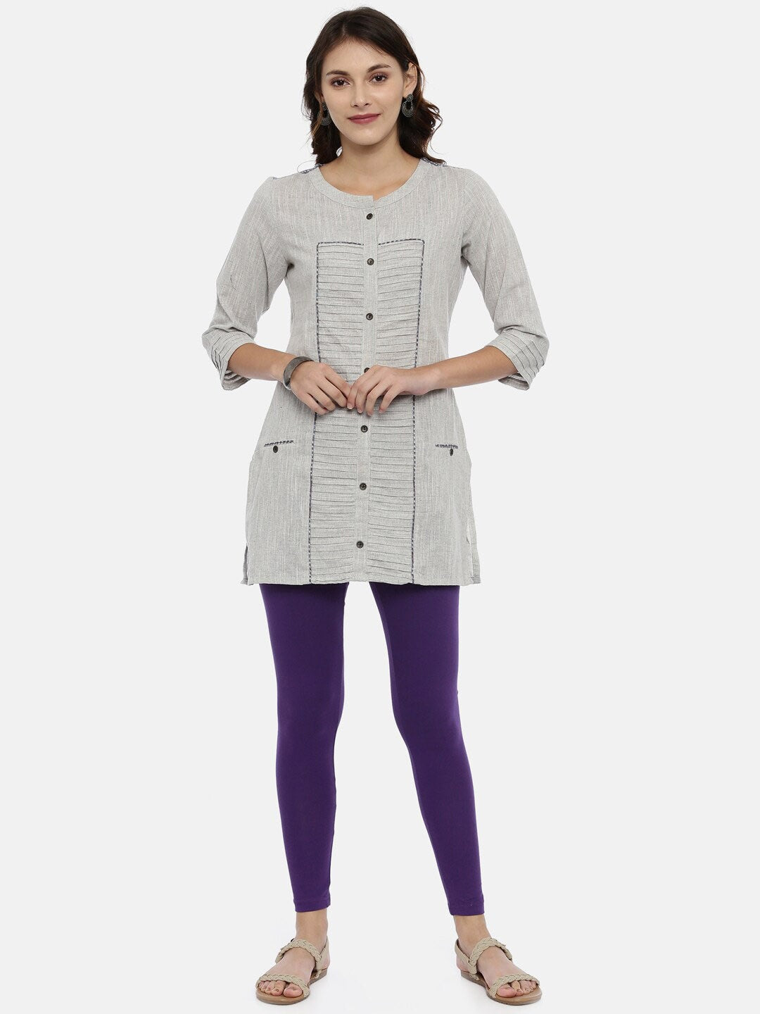 Souchii Violet Solid Ankle-Length Leggings