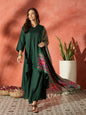 InWeave Dark Green Mandarin Patola Kurta Set
