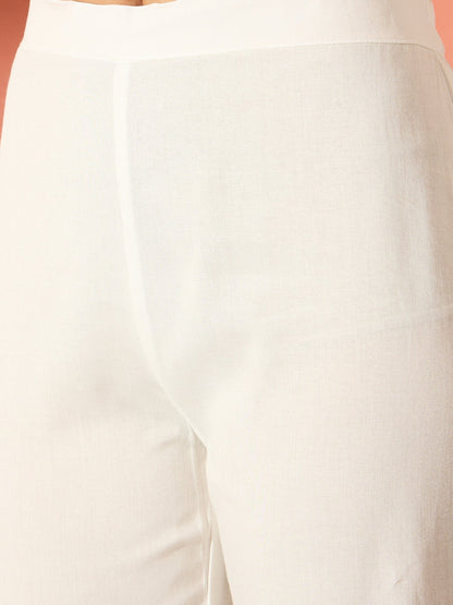 InWeave White Anarkali Patola Kurta Set