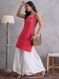 InWeave Red Kantha Cream Palazzo Set