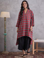 InWeave Red Black Check Black Palazzo Set