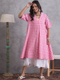 InWeave Pink Big Check Collar Palazzo Set