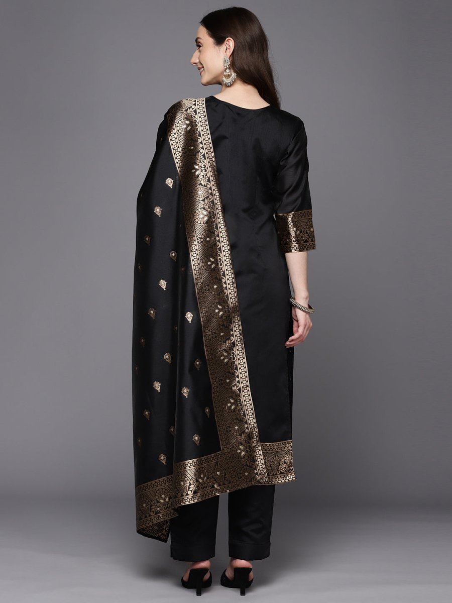 Ahalyaa Unstitched Black Dress Material