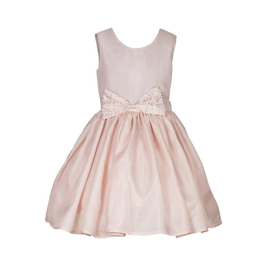 Asmaani Baby Girl's Peach Color Satin Knee Length Frock (AS-DRESS-22007)