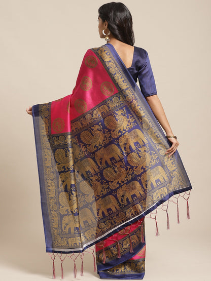 Saree Mall Pink & Beige Printed Bhagalpuri Saree