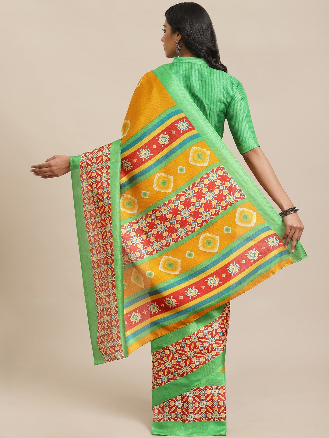 Saree Mall Mustard Yellow Dyed Saree