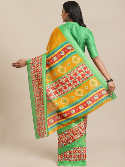 Saree Mall Mustard Yellow Dyed Saree