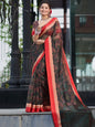 Saree Mall Floral Printed Linen Blend Block Print Sarees