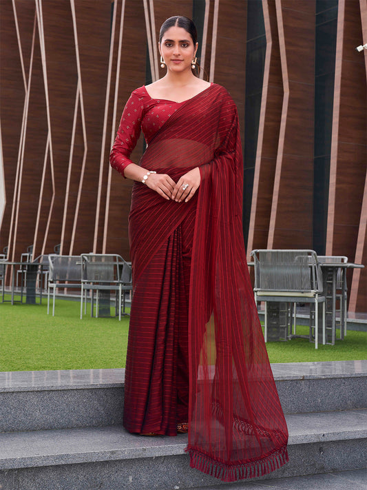 Tikhi Imli Striped Ready to Wear Saree