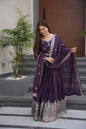 Lorenvalley Fashion Wine Diamond Silk with Embroidery Threads & Sequins Work Anarkali Gown with Dupatta