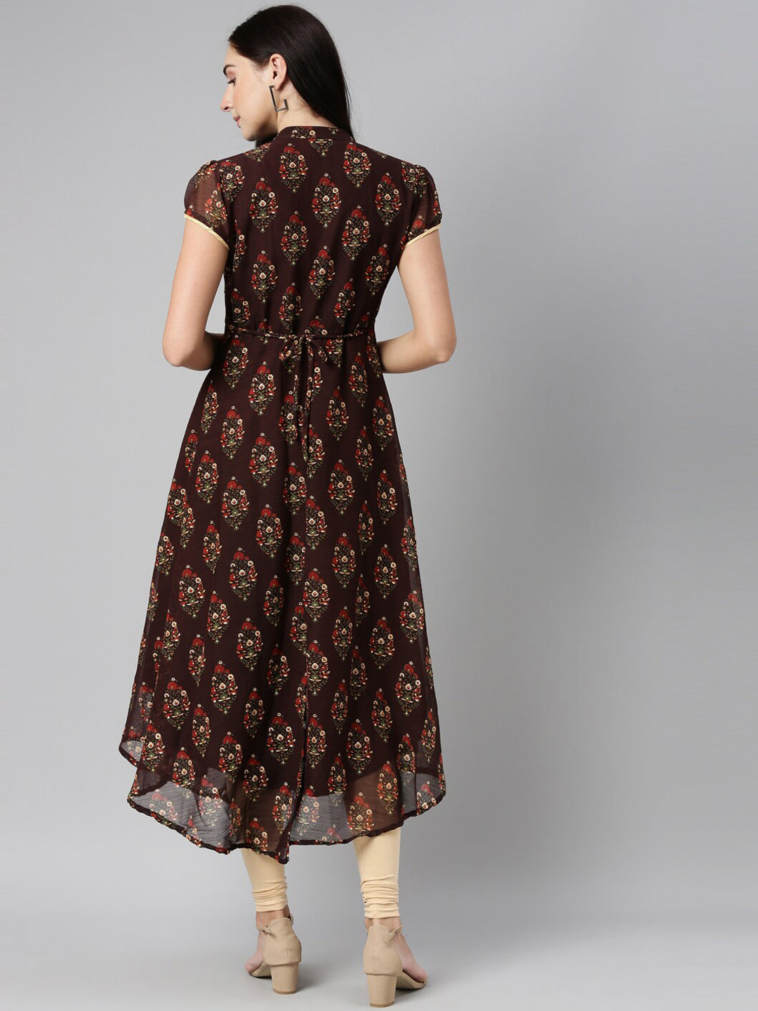 Souchii Women Brown & Red Floral Printed Block Print Kurta