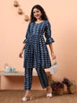 Yufta Blue Cotton Maternity Kurta Pant Set