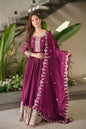 Lorenvalley Fashion Purple Noha Crush Silk with Embroidery Threads & Sequins Work Anarkali Gown with Dupatta
