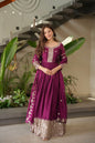 Lorenvalley Fashion Purple Noha Crush Silk with Embroidery Threads & Sequins Work Anarkali Gown with Dupatta