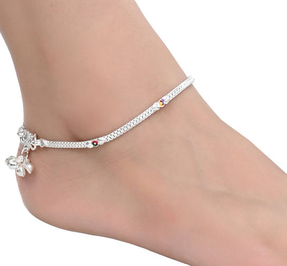AanyaCentric Silver Plated Traditional Anklets Payal - Classic and Stylish for Women and Girls
