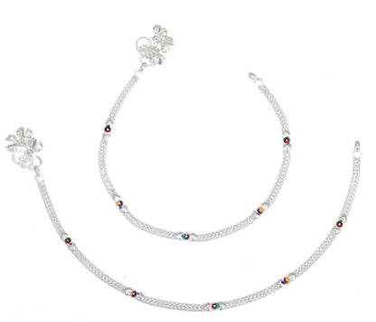 AanyaCentric Silver Plated Traditional Anklets Payal - Classic and Stylish for Women and Girls