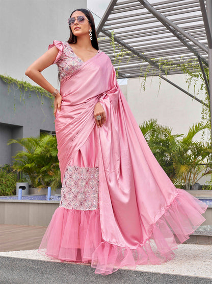 Tikhi Imli Sequinned Satin Ready to Wear Saree