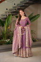 Lorenvalley Fashion Lavender Fendy Satin Embroidery Sequins Work Anarkali Gown with Dupatta