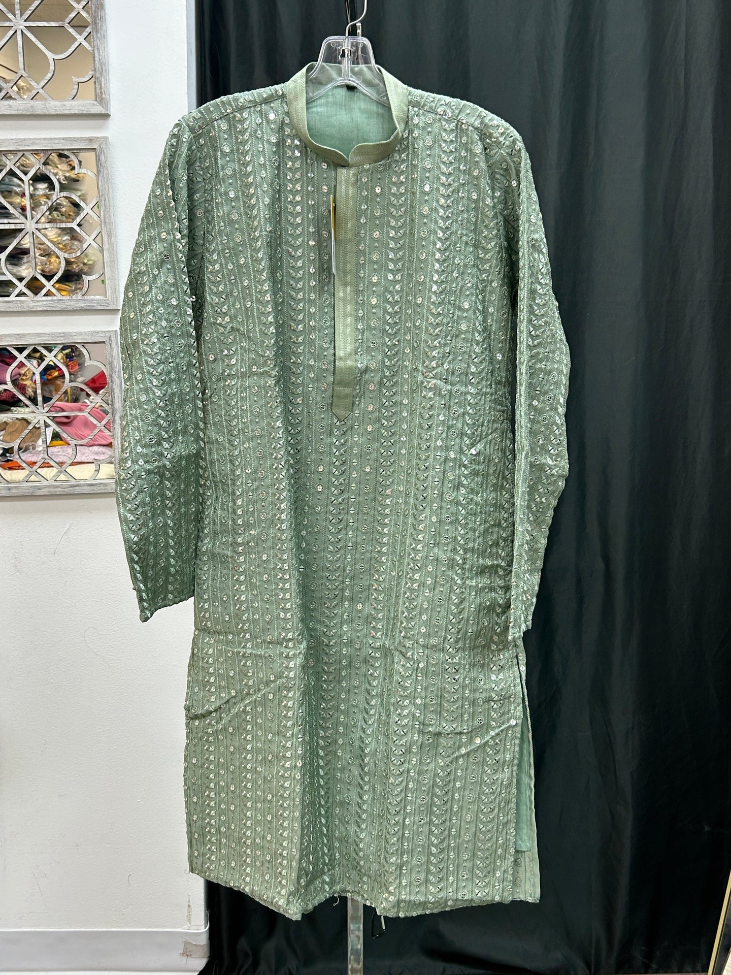 Light green kurta pajama set for men