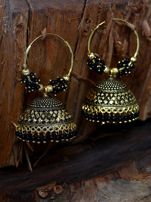Gold-Polished Alloy Hoop And Jhumki Earrings - The Pari