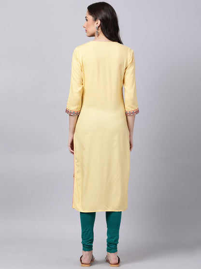Souchii Women Cream-Coloured Ethnic Motifs Embroidered Kurta