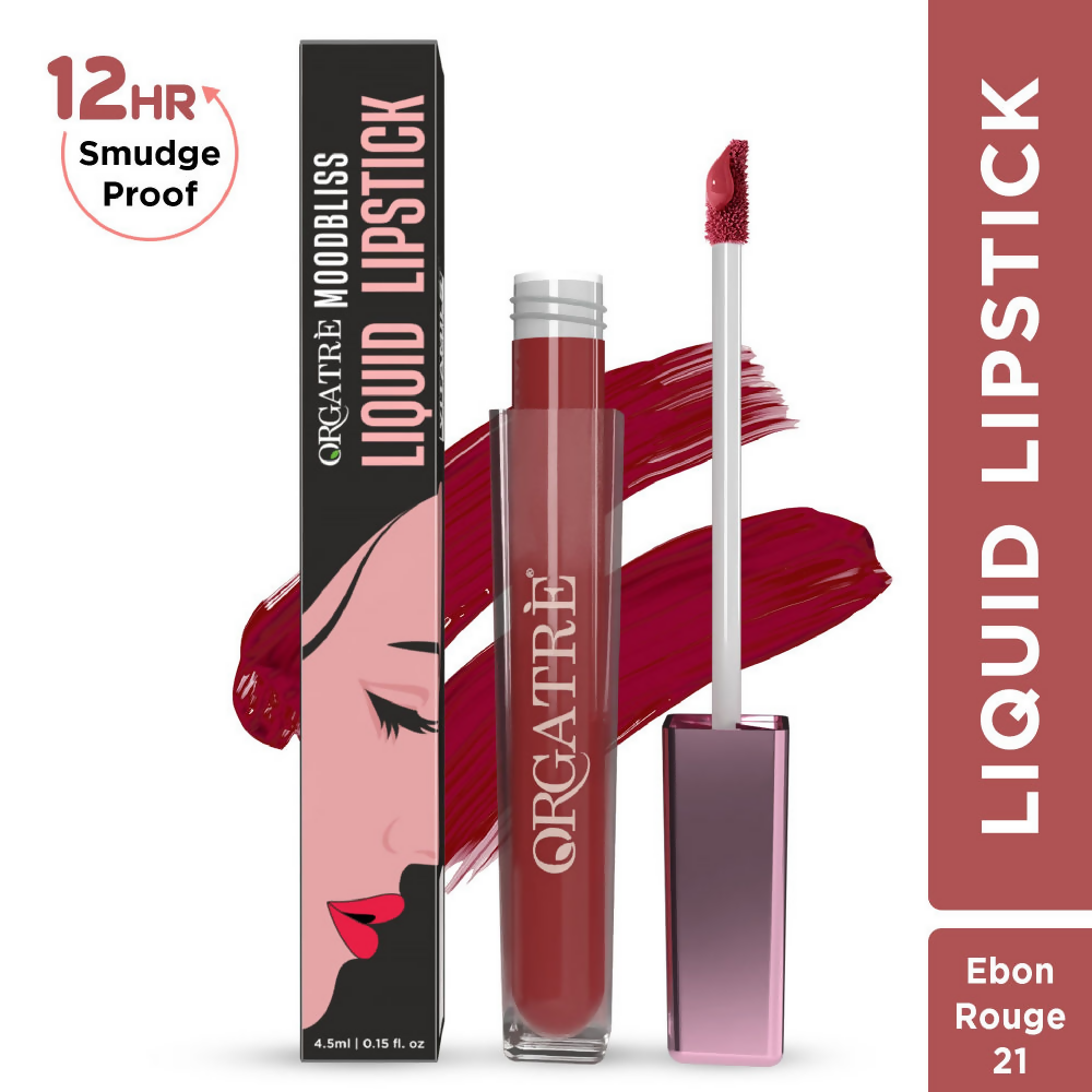Orgatre Moodbliss Waterproof Glossy Liquid Lipstick - Ebon Rouge