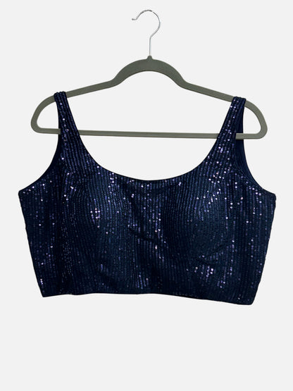 Blue sleeveless blouse
