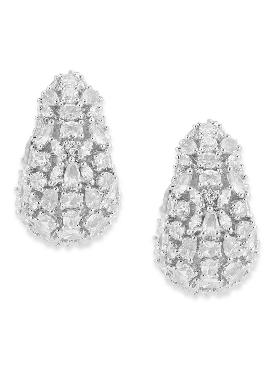 American Diamond Hoops Earrings- Ruby Raang